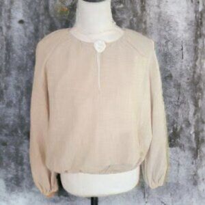 NWT Zara Blouson Style Long Sleeve Beige Colored Casual Pullover Top